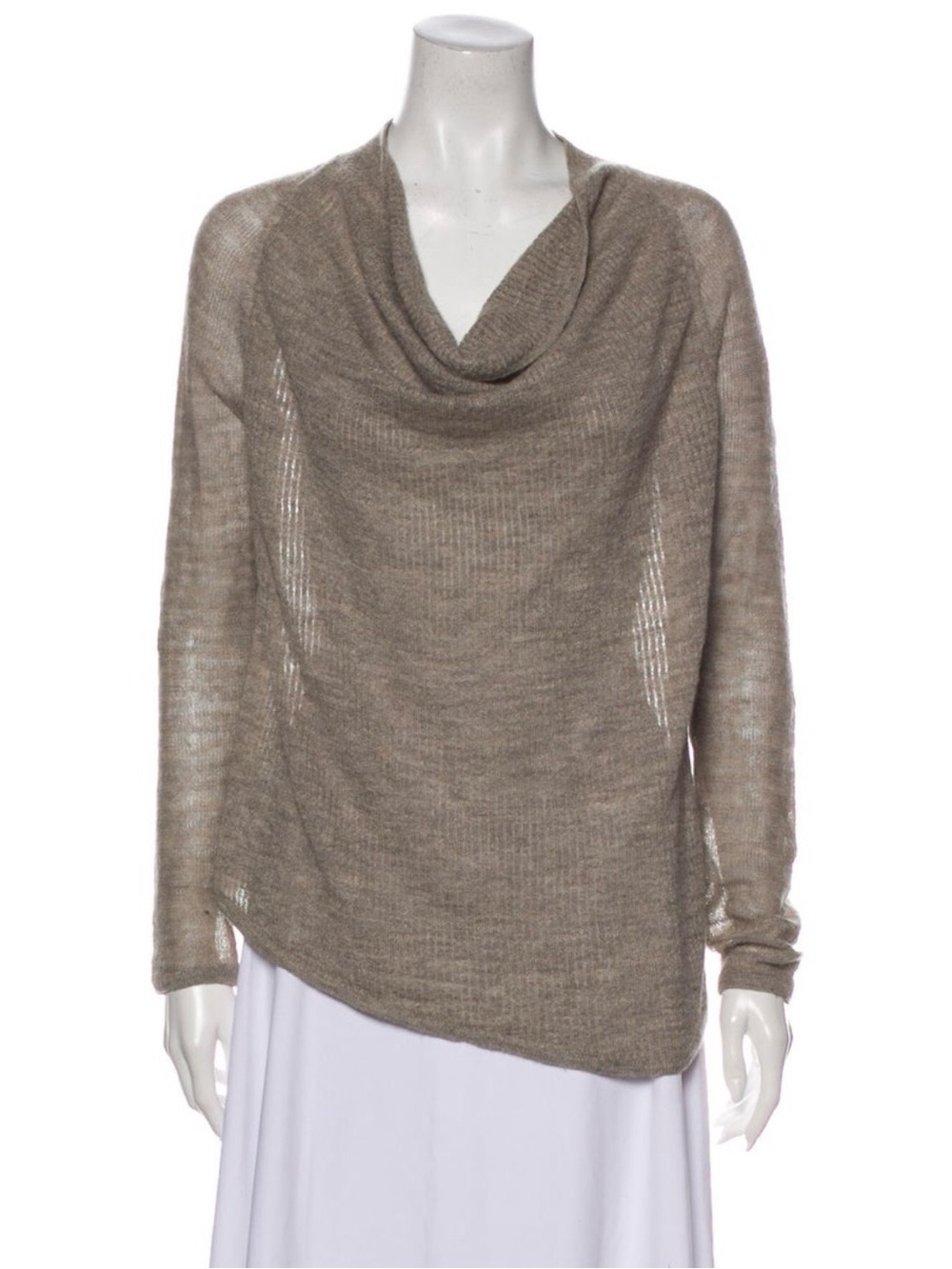 Helmut Lang Alpaca Wool Cowl Neck Women's Taupe Sweater